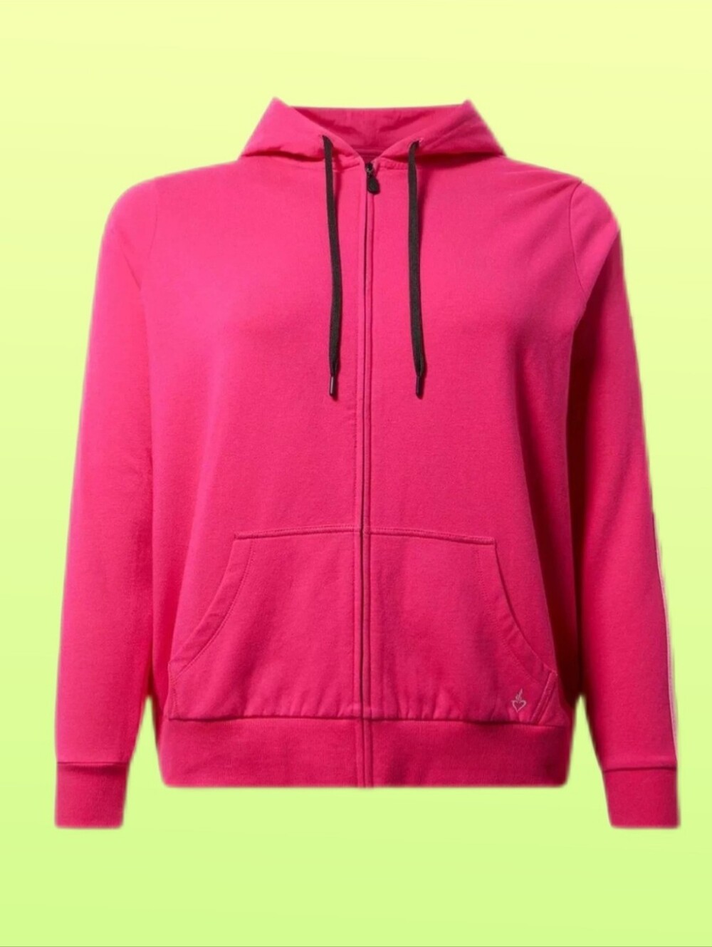 Women’s Pink Full Zip-Up Hoodie Jacket, Torrid Size 1x, Striped Sleeves